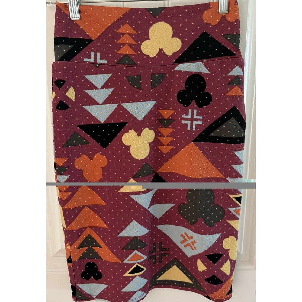 Lularoe Pencil Skirt Soft Knit Mickey Geometric XS